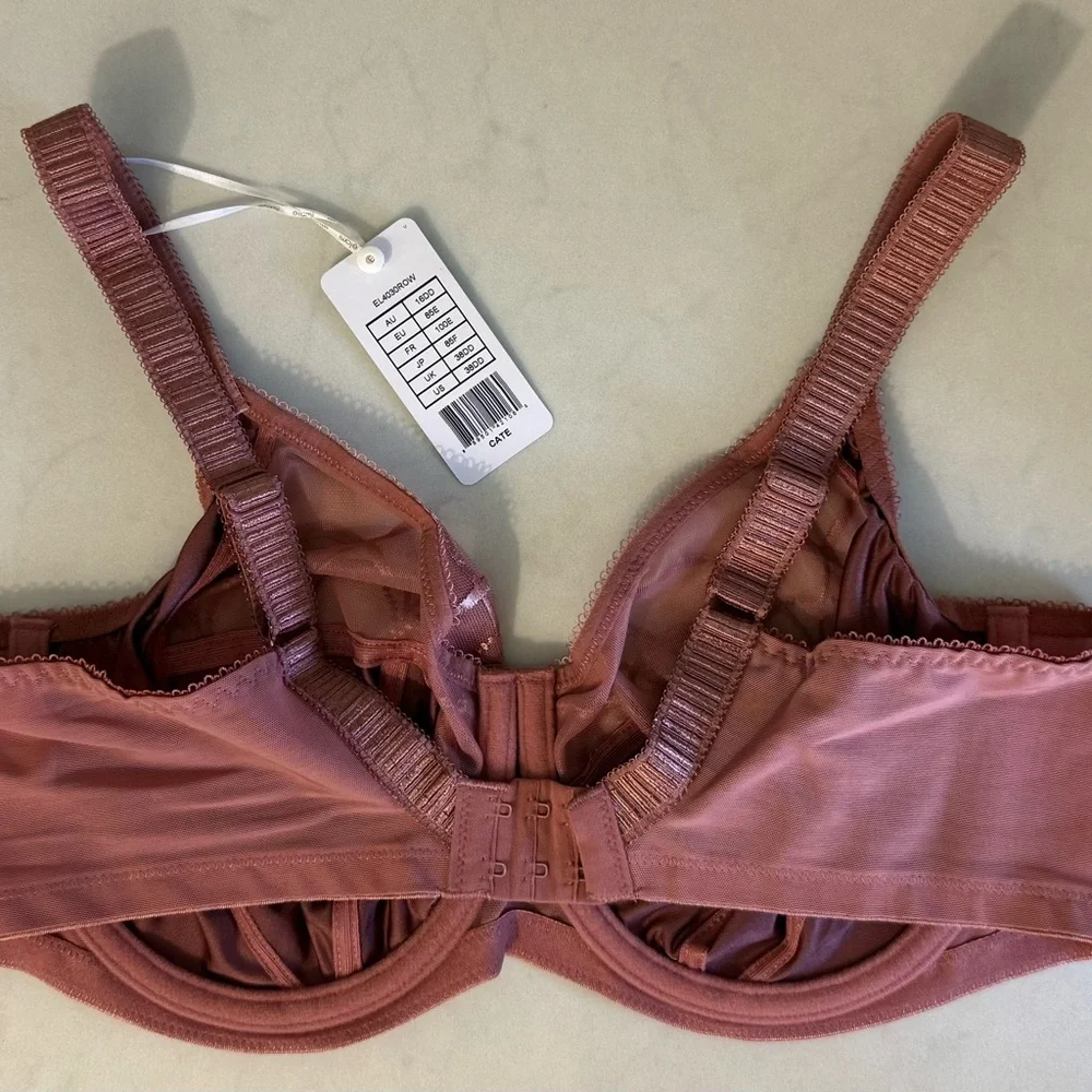 NWT Elomi Cate Full Figure Underwire Lace Cup Bra Adj Straps Rosewood 38DD - Picture 3 of 10